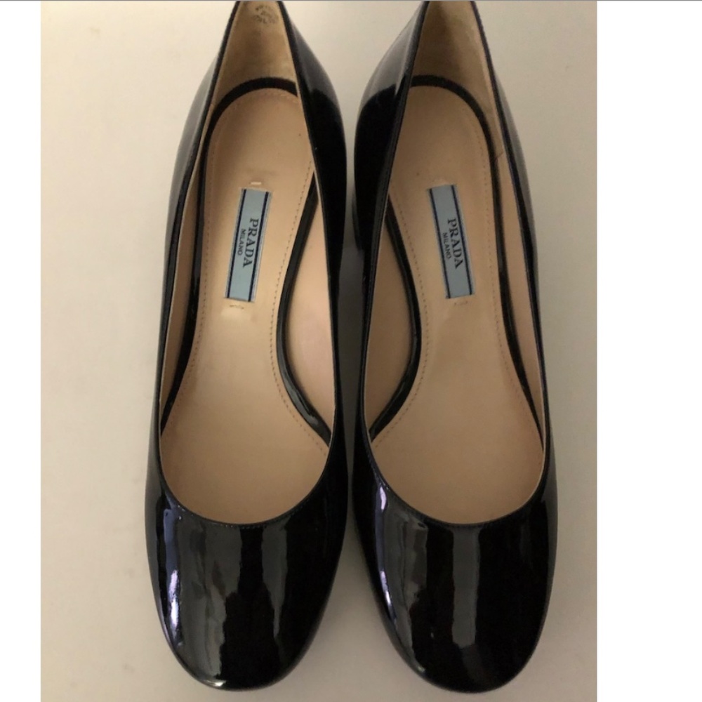 Prada  Black Patent Leather Heeled Pumps Shoes - Picture 9 of 15